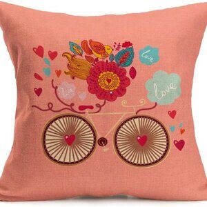 Love Bicycle Pillow Case Cushion Cover